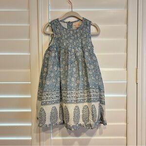 Pink Chicken Pleated Floral Print Sleeveless Dress Blue White Size 3